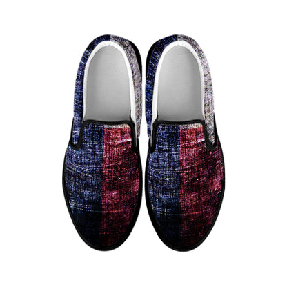 Grunge Texas Flag Print Black Slip On Shoes
