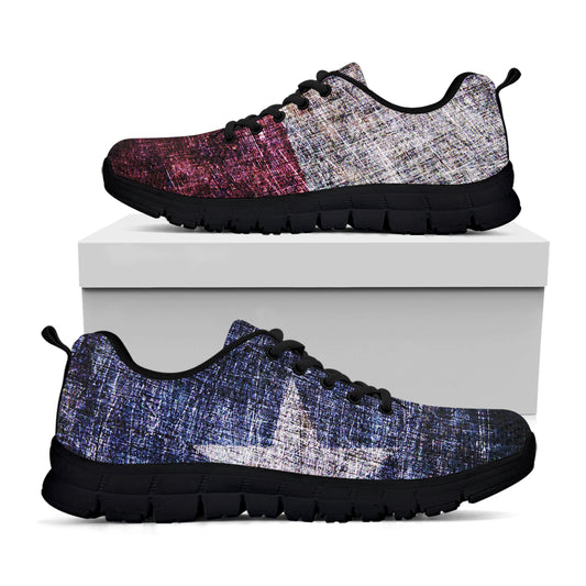 Grunge Texas Flag Print Black Sneakers