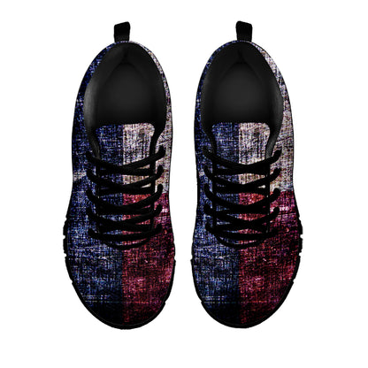 Grunge Texas Flag Print Black Sneakers
