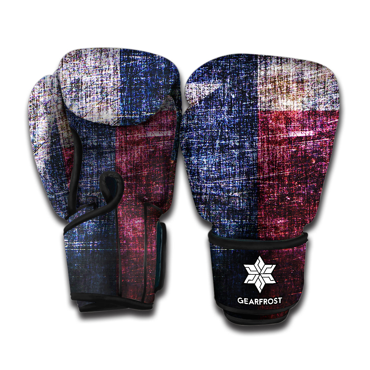 Grunge Texas Flag Print Boxing Gloves