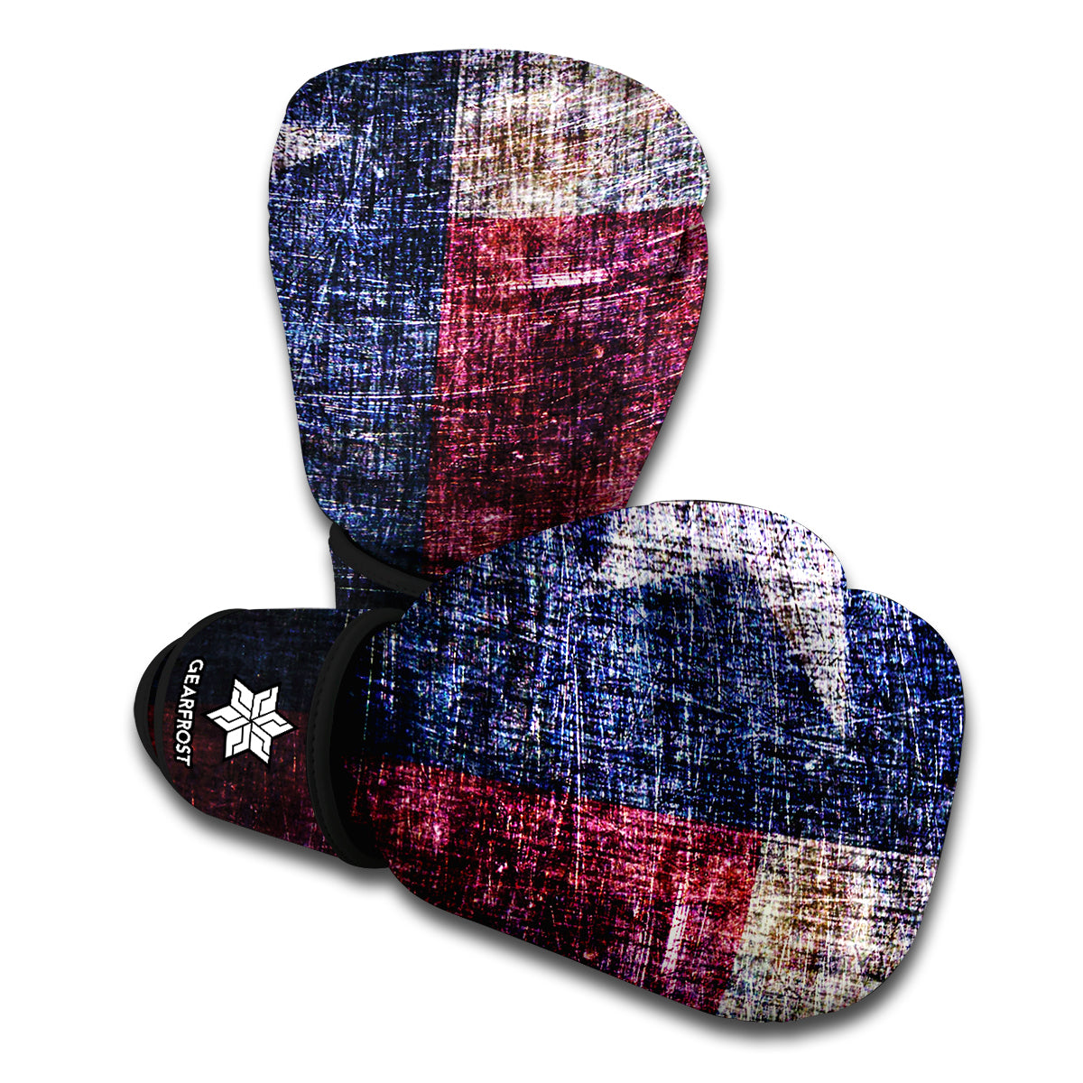 Grunge Texas Flag Print Boxing Gloves
