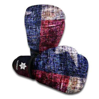 Grunge Texas Flag Print Boxing Gloves