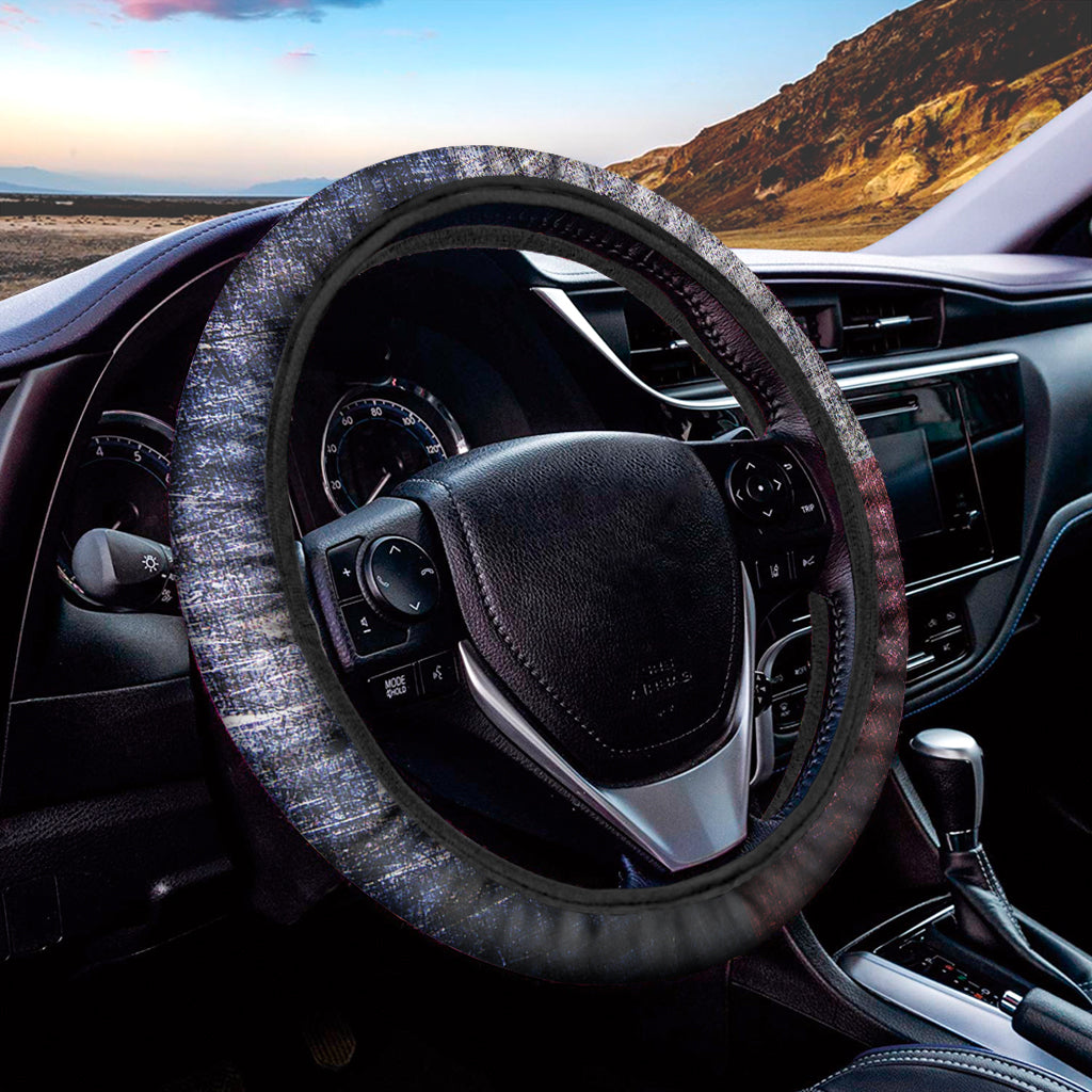 Grunge Texas Flag Print Car Steering Wheel Cover
