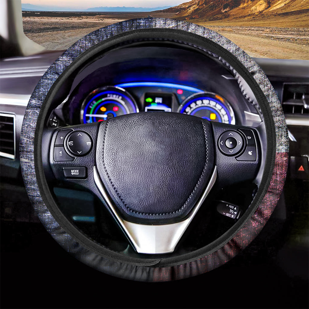 Grunge Texas Flag Print Car Steering Wheel Cover