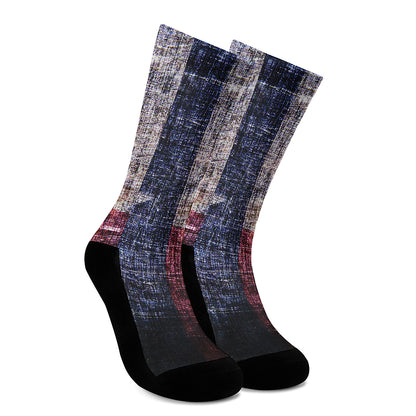 Grunge Texas Flag Print Crew Socks