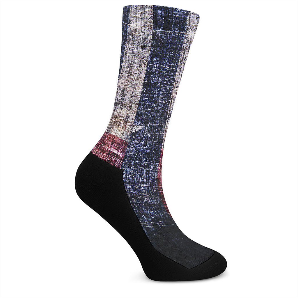Grunge Texas Flag Print Crew Socks