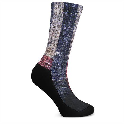 Grunge Texas Flag Print Crew Socks