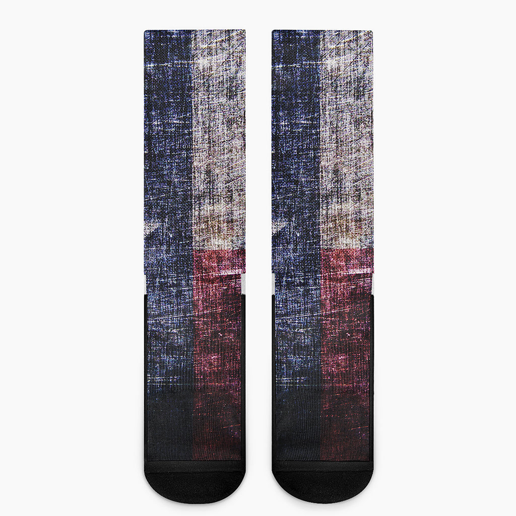 Grunge Texas Flag Print Crew Socks