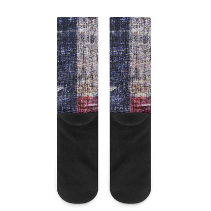 Grunge Texas Flag Print Crew Socks