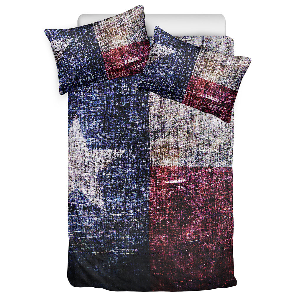 Grunge Texas Flag Print Duvet Cover Bedding Set