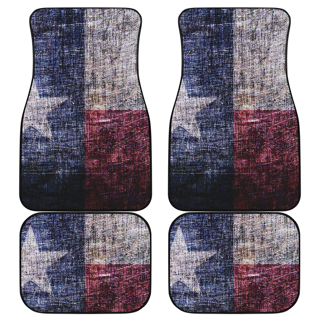 Grunge Texas Flag Print Front and Back Car Floor Mats