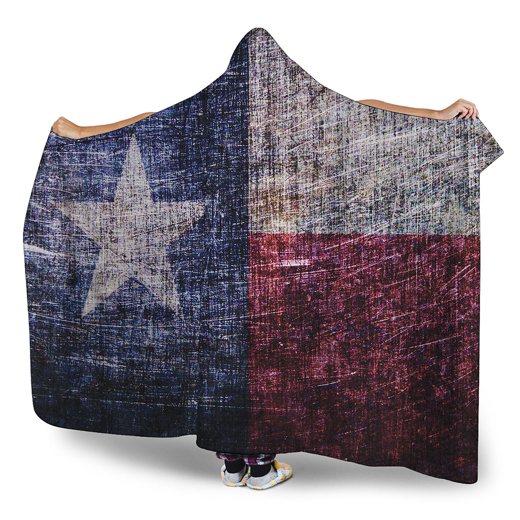 Grunge Texas Flag Print Hooded Blanket