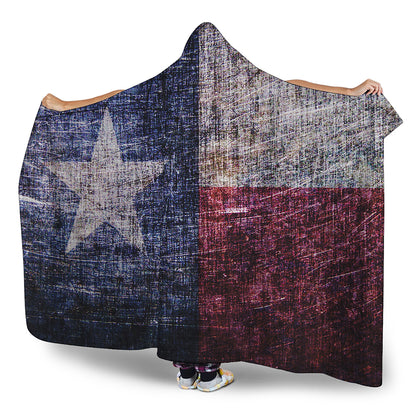 Grunge Texas Flag Print Hooded Blanket