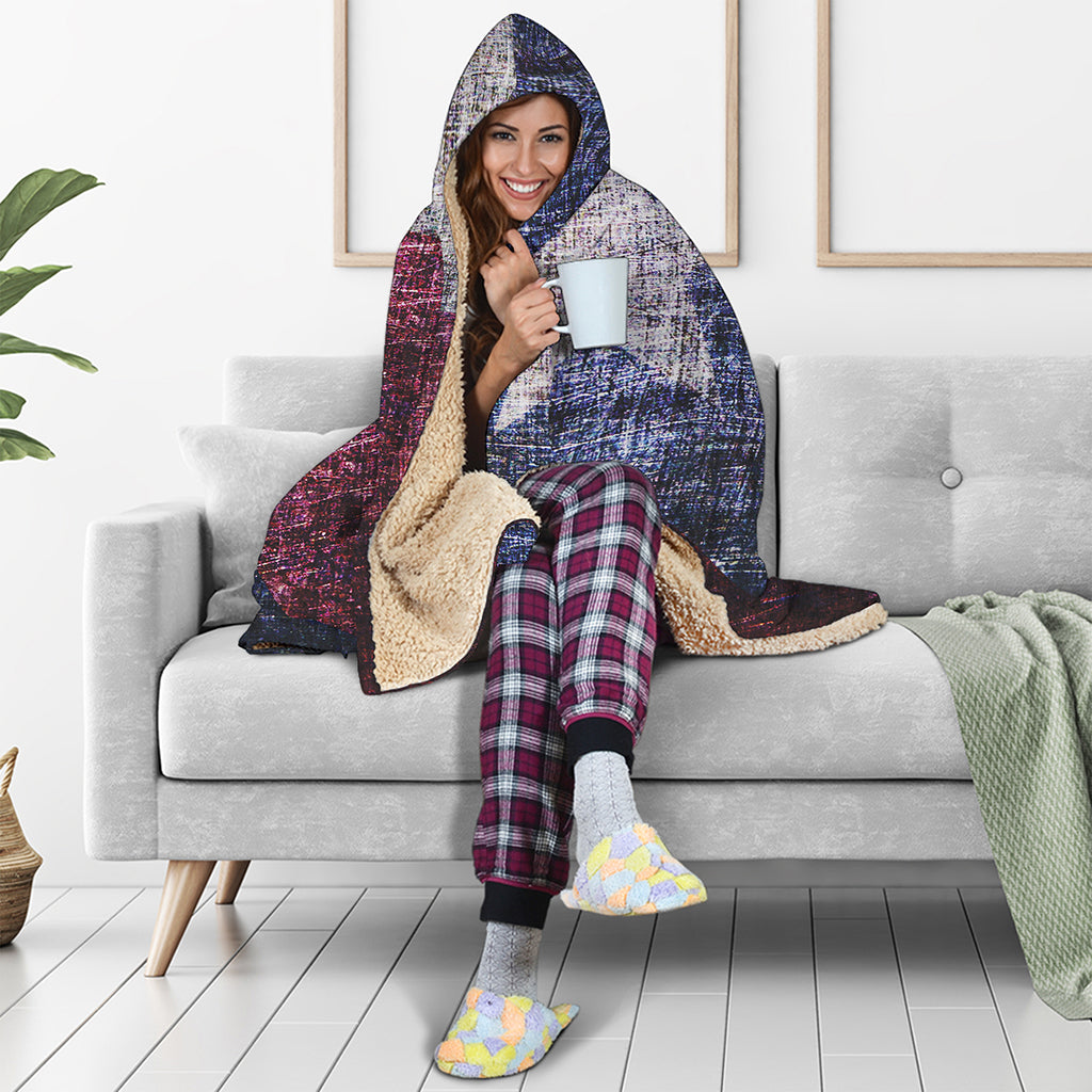 Grunge Texas Flag Print Hooded Blanket