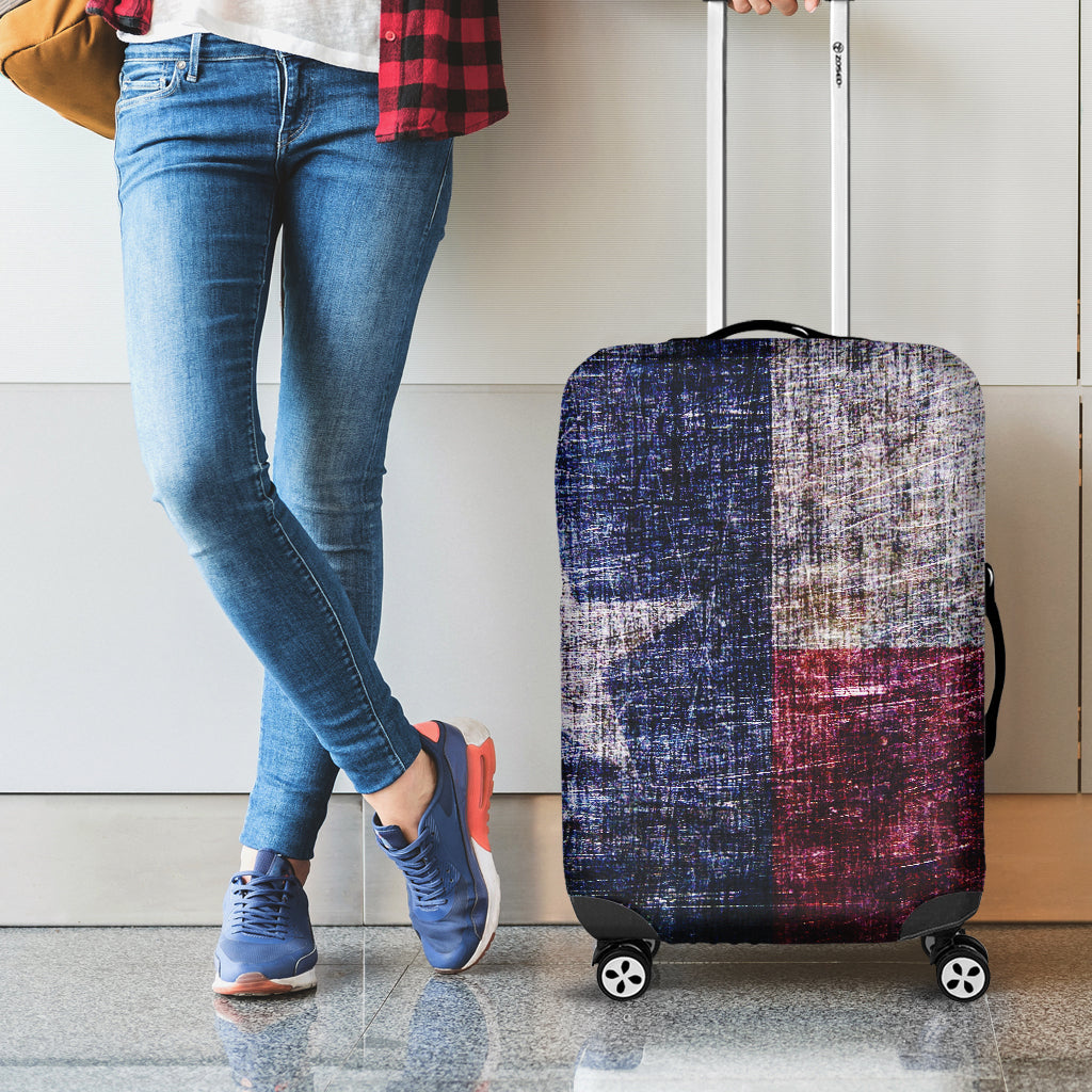 Grunge Texas Flag Print Luggage Cover
