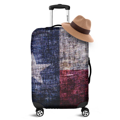 Grunge Texas Flag Print Luggage Cover