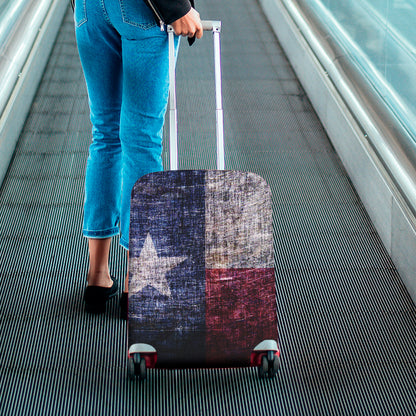 Grunge Texas Flag Print Luggage Cover