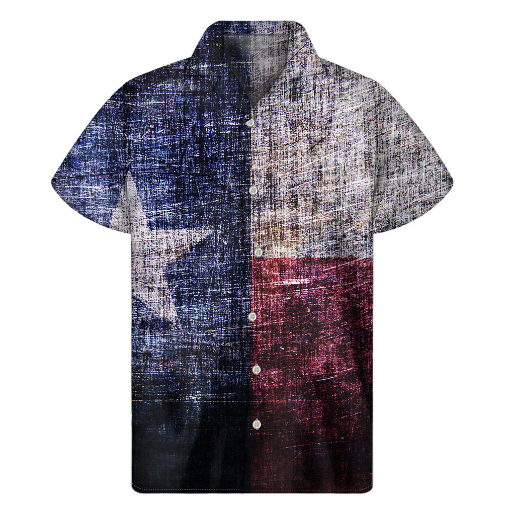 Grunge Texas Flag Print Men's Short Sleeve Shirt