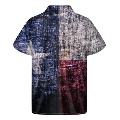 Grunge Texas Flag Print Men's Short Sleeve Shirt