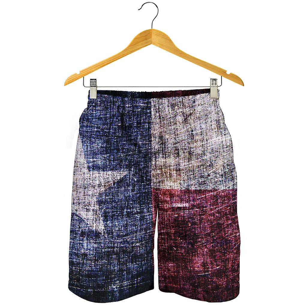 Grunge Texas Flag Print Men's Shorts