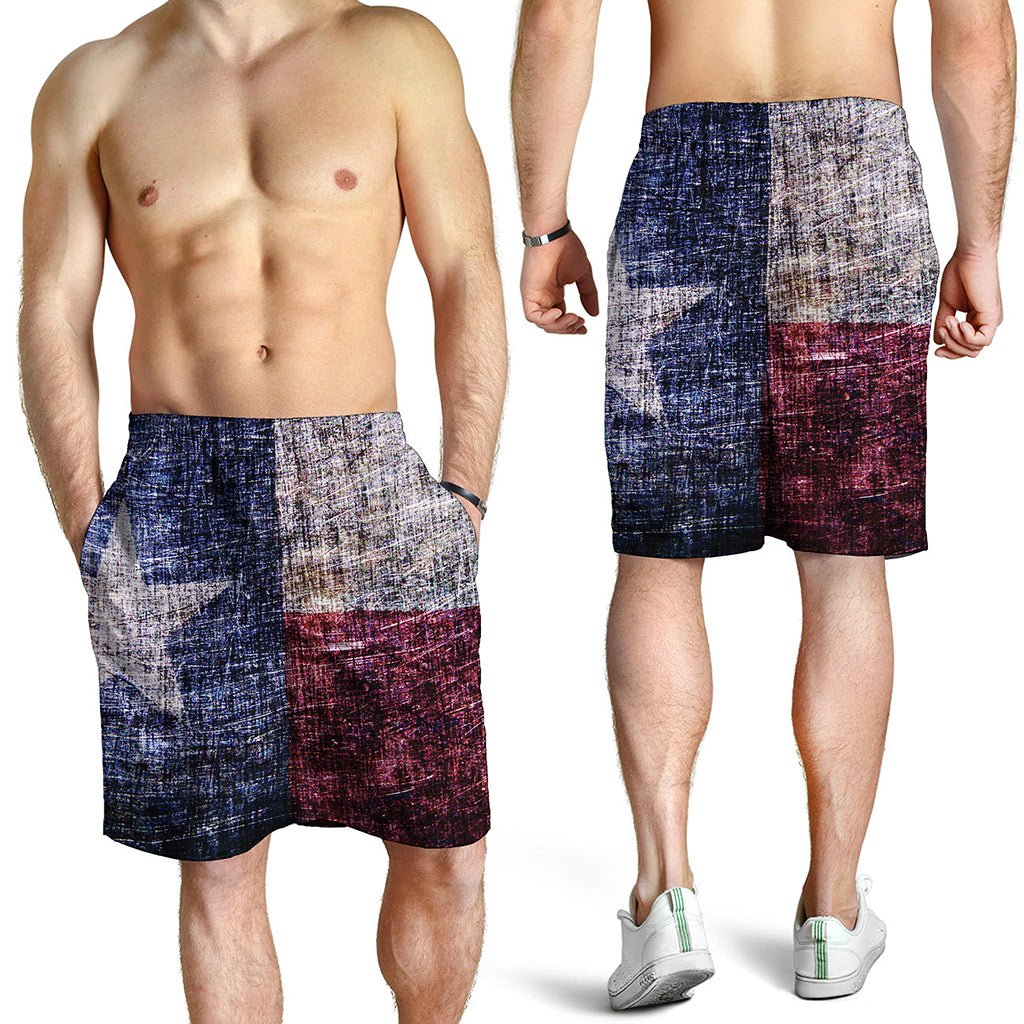 Grunge Texas Flag Print Men's Shorts