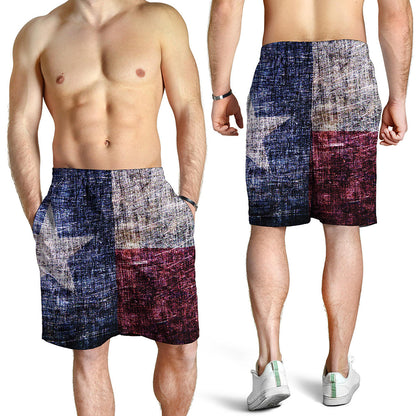 Grunge Texas Flag Print Men's Shorts