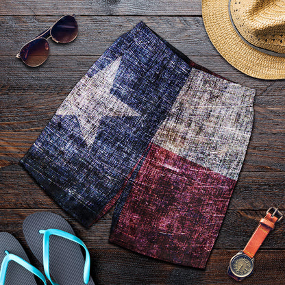 Grunge Texas Flag Print Men's Shorts