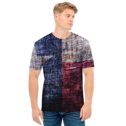 Grunge Texas Flag Print Men's T-Shirt