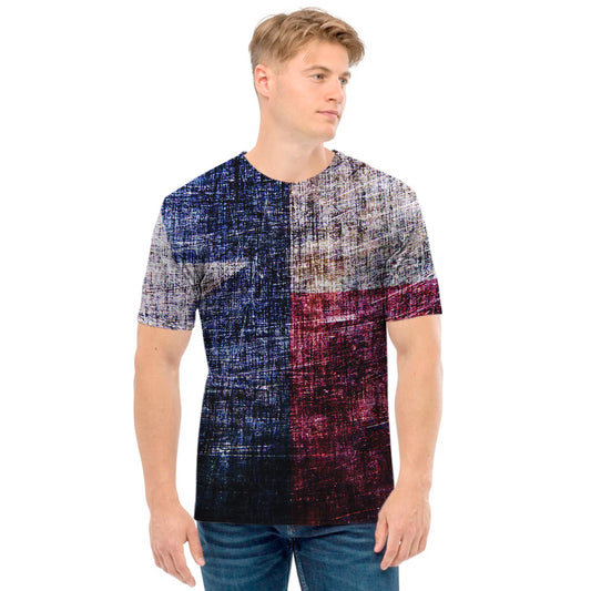 Grunge Texas Flag Print Men's T-Shirt