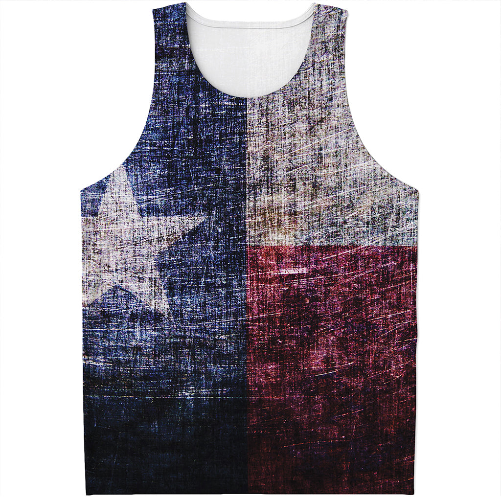 Grunge Texas Flag Print Men's Tank Top