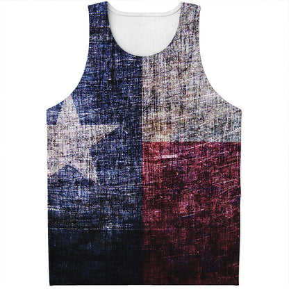 Grunge Texas Flag Print Men's Tank Top