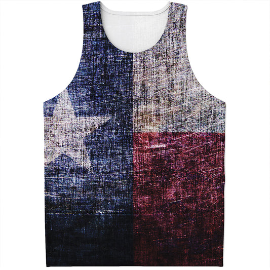Grunge Texas Flag Print Men's Tank Top