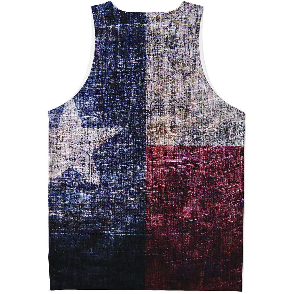Grunge Texas Flag Print Men's Tank Top