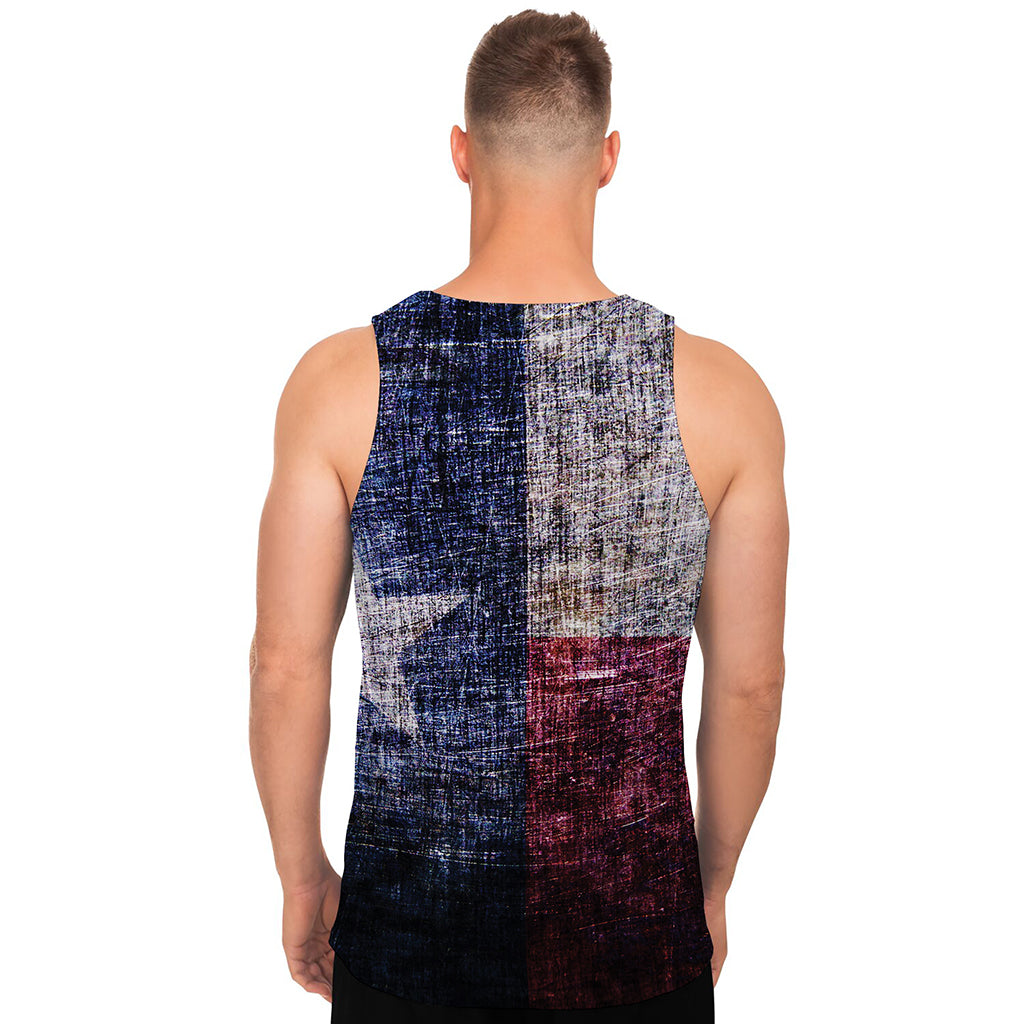 Grunge Texas Flag Print Men's Tank Top