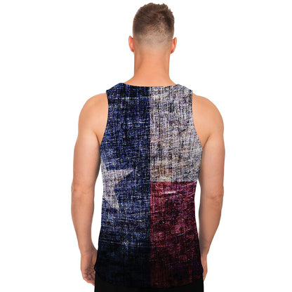 Grunge Texas Flag Print Men's Tank Top