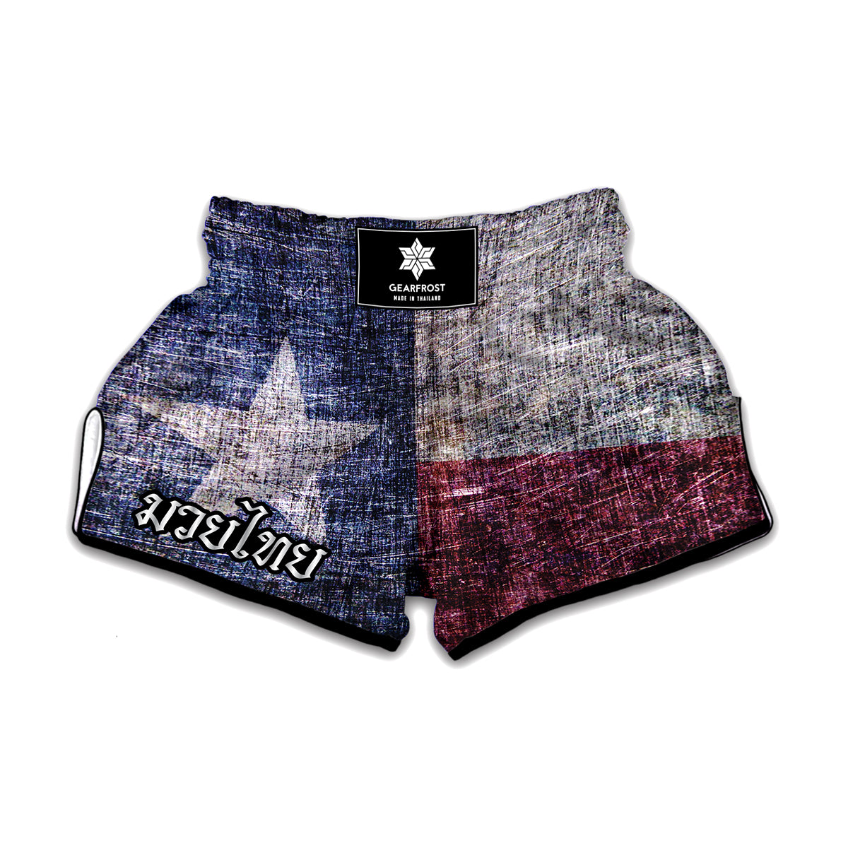 Grunge Texas Flag Print Muay Thai Boxing Shorts