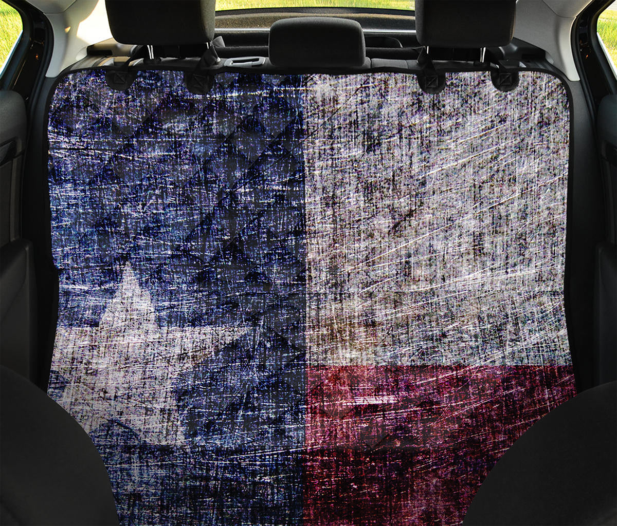 Grunge Texas Flag Print Pet Car Back Seat Cover