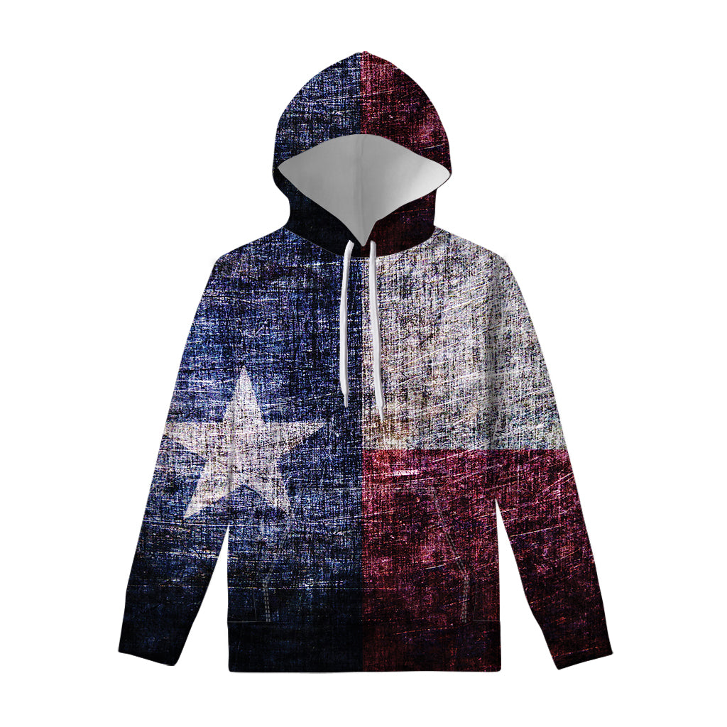 Grunge Texas Flag Print Pullover Hoodie