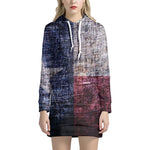 Grunge Texas Flag Print Pullover Hoodie Dress