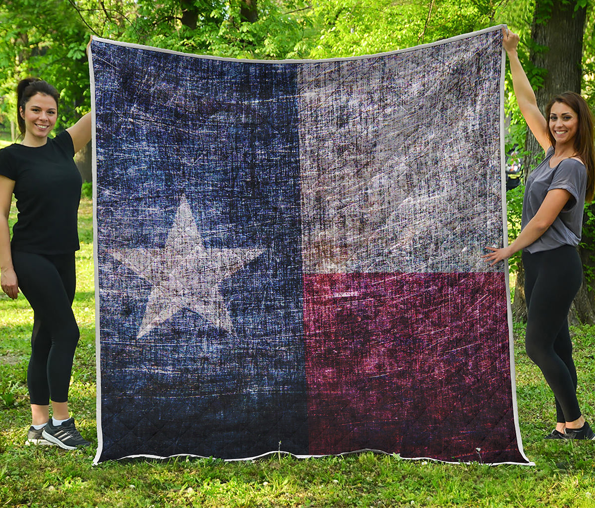 Grunge Texas Flag Print Quilt