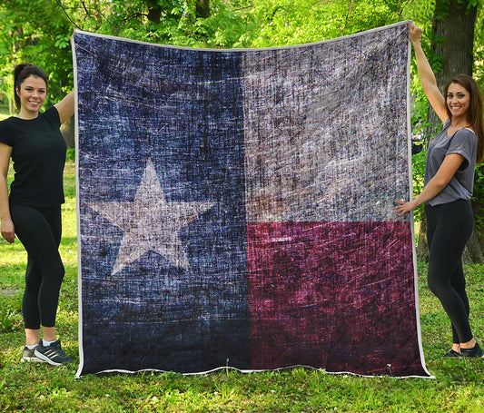 Grunge Texas Flag Print Quilt