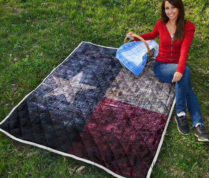 Grunge Texas Flag Print Quilt