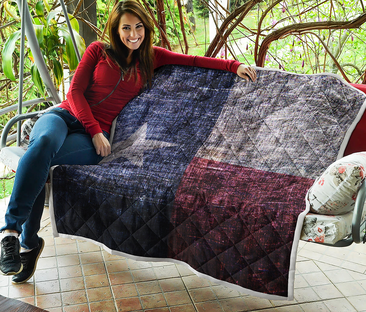 Grunge Texas Flag Print Quilt