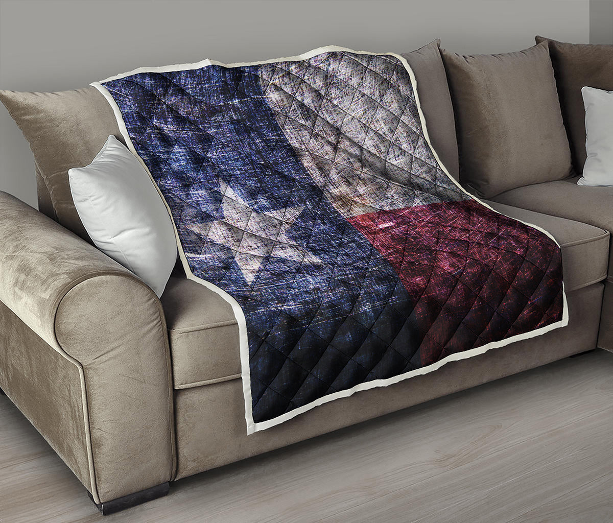 Grunge Texas Flag Print Quilt