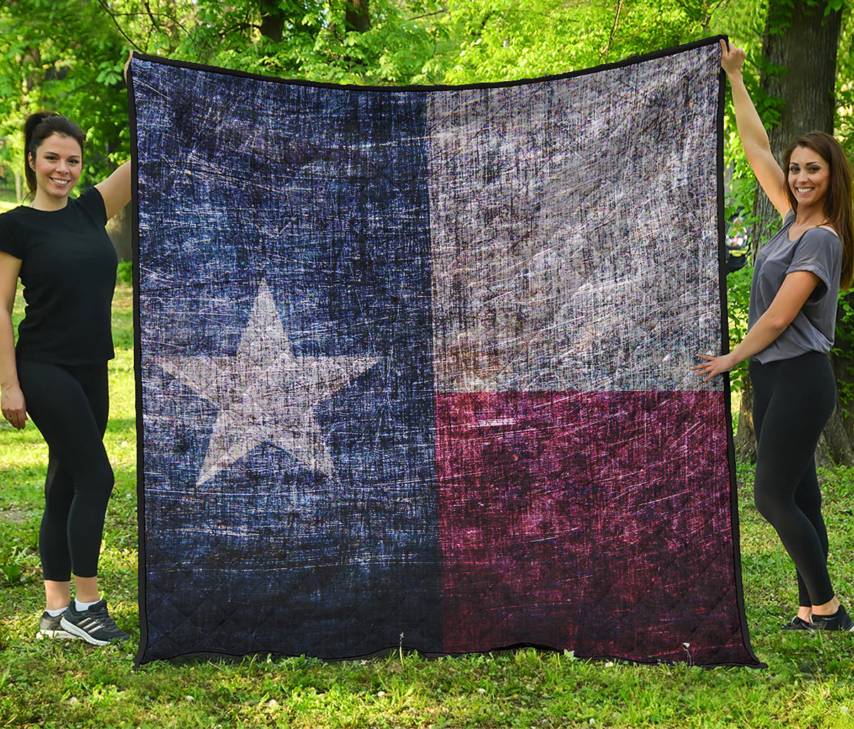 Grunge Texas Flag Print Quilt