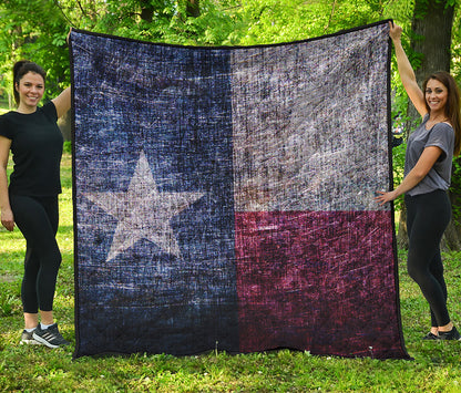 Grunge Texas Flag Print Quilt