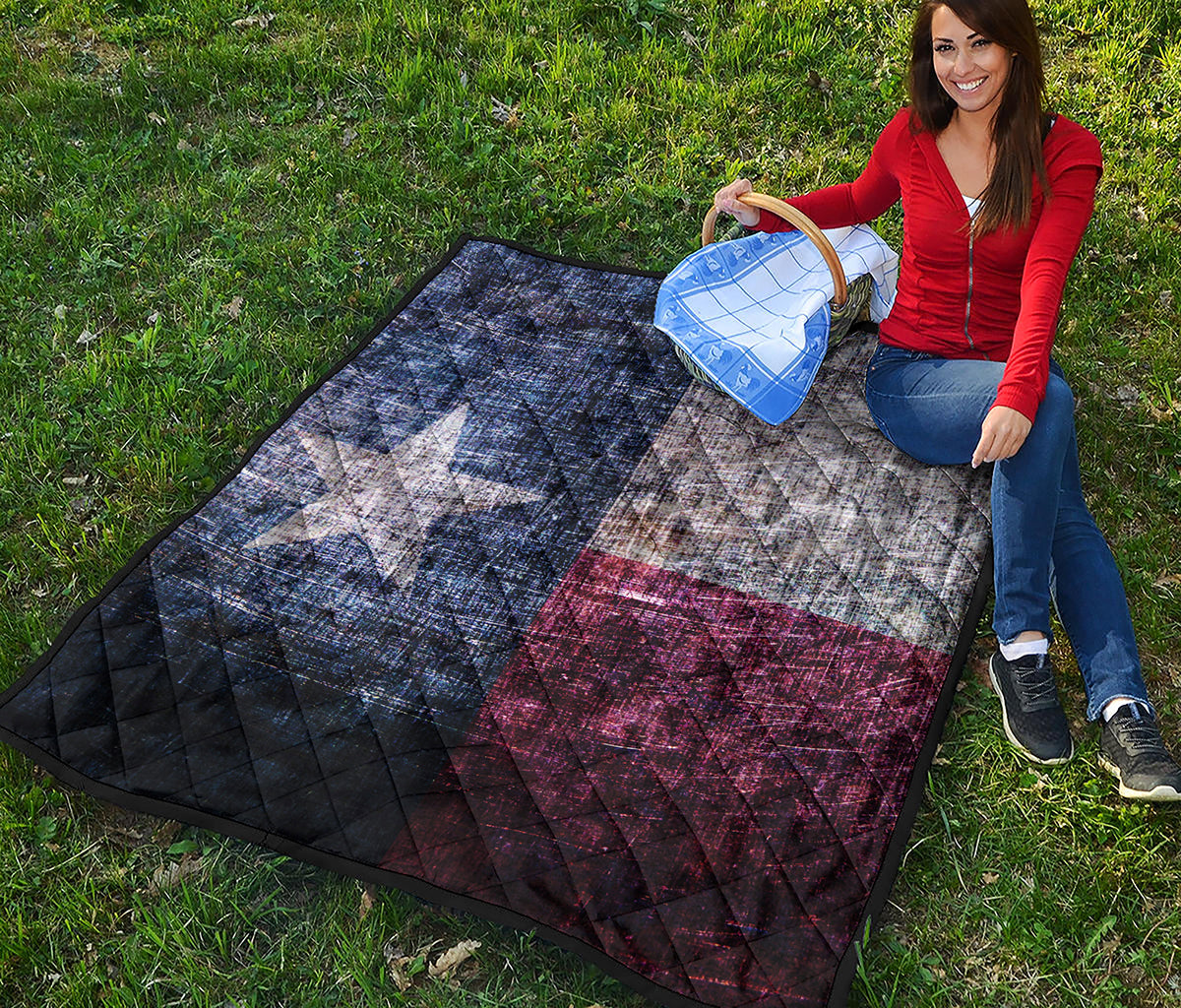 Grunge Texas Flag Print Quilt
