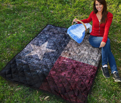 Grunge Texas Flag Print Quilt