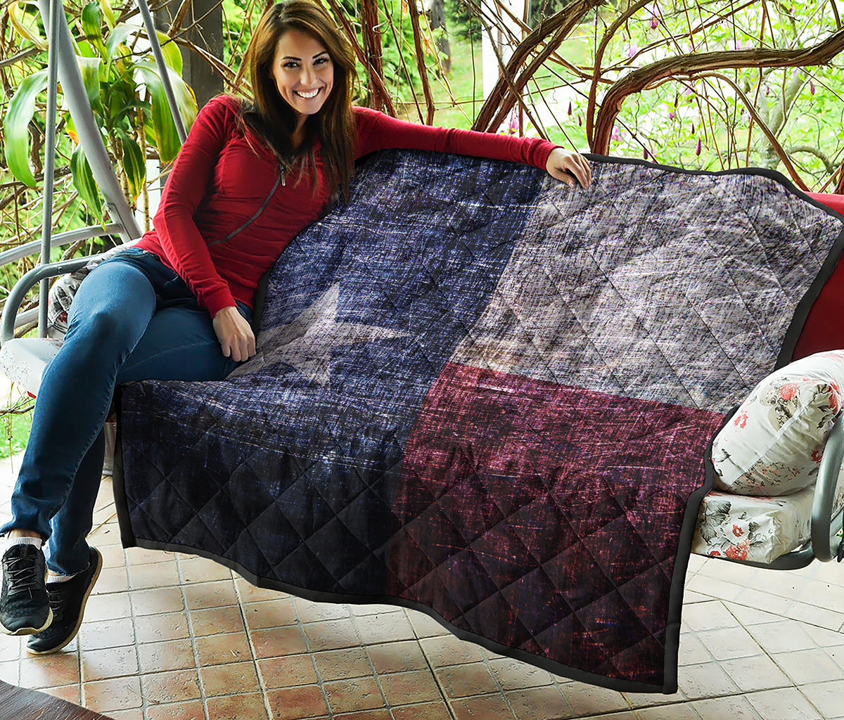 Grunge Texas Flag Print Quilt