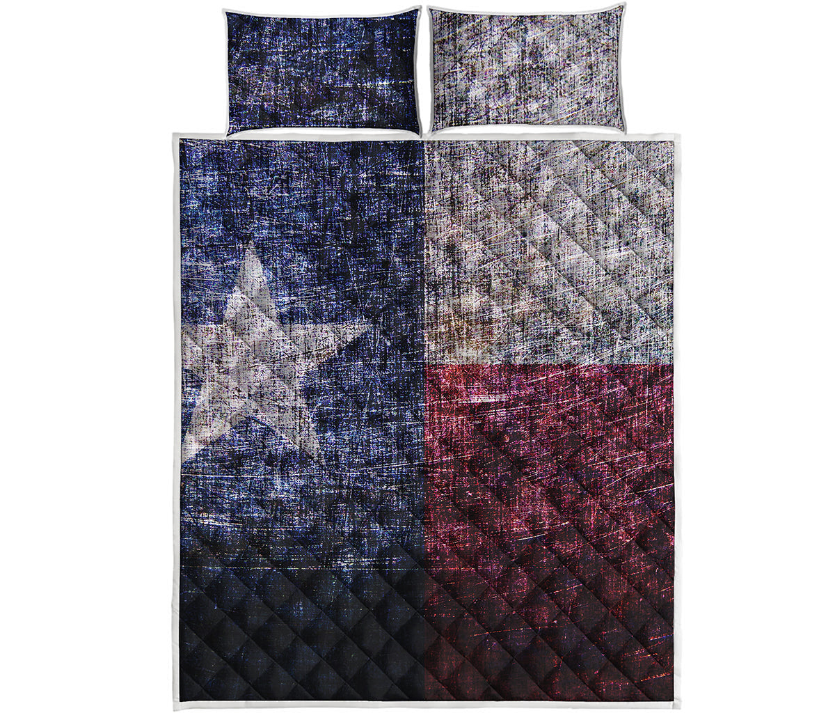 Grunge Texas Flag Print Quilt Bed Set